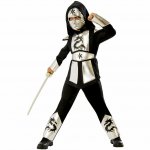 Costum de carnaval Ninja Argintiu S 3-4 ani / 104 cm