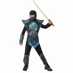 Costum de carnaval Ninja Dragon Albastru L 8-10 ani / 147 cm