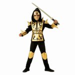 Costum de carnaval Ninja Dragon Auriu S 3-4 ani / 104 cm