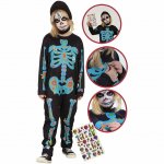 Costum de carnaval cu autocolante Schelet infricosator M 5-7 ani / 132 cm