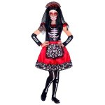 Costum de carnaval pentru fetite, model Dia De Los Muertos, varsta 5 - 7 ani, masura 128 cm