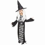 Costum de carnaval reflectorizant Vrajitoare paianjen XS 5-6 ani / 116 cm