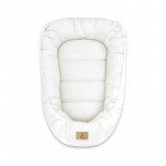 Cosulet pentru bebelusi Qmini Cream Baby Nest 55x75 cm, husa din muselina dubla