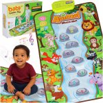 Covor muzical pentru copii Happy Animals, cu butoane de control, lumini si sunete, dimensiune 80 x 50 cm