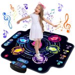 Covoras de dans interactiv pentru copii cu lumini, sunete, bluetooth si 3 moduri de joc, dimensiune 100 x 102 cm