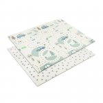Covoras de joaca termic pentru copii Funny City & Stars din spuma XPE, design cu doua fete, pliabil, 180x200 cm