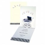 Felicitare 3D Carucior albastru bebe