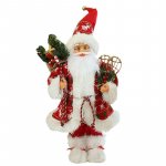 Figurina mos craciun, imbracaminte, caciula si accesorii, 30 cm