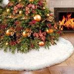 Fusta covor blanita alba pentru brad de craciun, diametru 120 cm, pufoasa, aspect zapada
