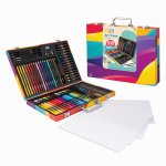 Set de desen deluxe Happi Hobbi Art Case cu 100 de accesorii curcubeu