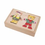 Puzzle Imbraca mini ursuletii din lemn 36 piese