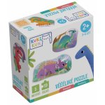Joc educational pentru copii 5 puzzle progresive cu dinozauri KuKiKuk Efko 19 piese mari