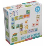 Joc educational pentru copii Domino piese mari gigant KuKiKuk Efko 28 piese printate pe ambele fete cu fructe si obiecte gradinarit