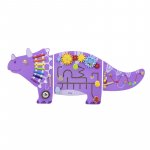 Jucarie de perete cu activitati Montessori Dinozaur Triceratops Viga