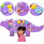 Jucarie de perete cu activitati Montessori Dinozaur Triceratops Viga