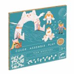 Kit creativ Djeco Monstri de colorat si asamblat