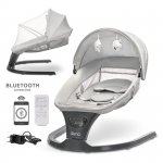 Leagan electric Siena Light Grey 0-12 luni, 5 viteze de leganare, senzor inteligent de miscare, telecomanda, panou muzical
