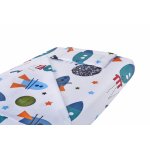 Lenjerie pentru patut 120x60 cm SomnArt Rachete din bumbac cu 3 piese