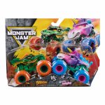 Set 2 masinute metalice Monster Jam Dragon si Dparkle Smash scara 1:64