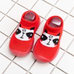 Mocasini rosii cu talpa antiderapanta Panda marime 26