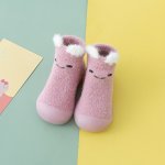 Mocasini roz cu talpa antiderapanta Happy face marime 24