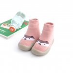 Mocasini roz cu talpa antiderapanta Happy teddy marime 24