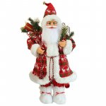 Mos craciun 45 cm, figurina pentru interior, imprimeu reni