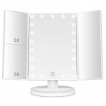 Oglinda cosmetica extensibila cu 22 led-uri, zoom 2x 3x, buton touch, usb, alb