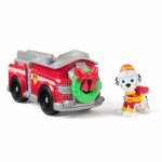 Vehicul si figurina Patrula Catelusilor Marshall cu accesorii de craciun