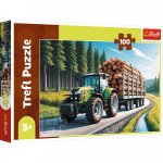 Puzzle Trefl Tractor forestier cu lemne 100 piese