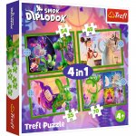Puzzle Trefl 4 in 1 lumea dragonului Diplodok