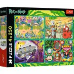Puzzle Trefl lumea intortocheata a lui Rick si Morty 4x250 piese