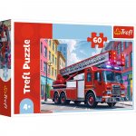 Puzzle Trefl Masina de pompieri 60 piese
