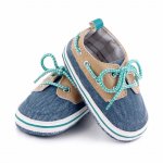 Pantofiori crem cu denim tip mocasini 3-6 luni marime 18