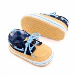 Pantofiori galbeni cu bleumarine tip mocasini 6-9 luni marime 19