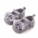 Pantofiori gri cu floricele din tulle aplicate 3-6 luni marime 18