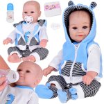 Papusa interactiva bebe-baietel cu design ultra-realist, inaltime 50 cm, cu 6 functii de sunet realiste, accesorii incluse