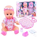 Papusa bebe interactiva pentru copii, cu bratele si picioare mobile, inaltime 30 cm, accesorii incluse