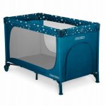 Patut pliabil cu un nivel pentru copii Ricokids,pliere compacta,usa de acces cu fermoar,roti cu frane,husa transport si saltea pliabila incluse Bleumarin