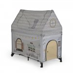 Patut pliabil 2in1 Cangaroo Playhouse Gri 124x63x126 cm cu doua nivele,saltea pliabila inclusa,roti cu frane,intrare cu fermoar,acoperis si geanta transport incluse