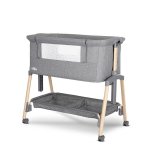 Patut pliabil co-sleeper Lorelli Millie Grey 0 luni+ maxim 9 kg, inaltime reglabila 7 pozitii, sistem antireflux, plasa de tantari, saltea inclusa