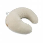 Perna pentru alaptat Qmini Beige, tricot termo-terry din bambus, cu husa detasabila, fermoar securizat, circumferinta 155 cm