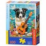 Puzzle 100 piese Castorland Collie guitar and the sea
