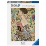 Puzzle 1000 piese Ravensburger Gustav Klimt doamna cu evantai