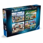 Puzzle 4x500 piese Ravensburger Vacante placute si vesele