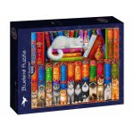 Puzzle Bluebird Cat Bookshelf 1000 piese
