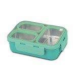 Recipient dreptunghiular pentru alimente Bento din otel inoxidabil We Care Turcoaz 800 ml
