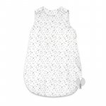 Sac de dormit MimiNu Mini Gray Stars, de iarna, din bumbac, cu fermoar lateral, capse pe umar, 74 cm, 0-6 luni, 2.5 tog