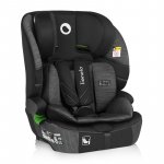 Scaun auto pentru copii Lionelo Levi Fix Negru/Gri, i-Size, 76-150 cm, 1/2/3, isofix + Top Tether, tetiera reglabila, testat la impact, conform cu R129