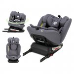 Scaun auto pentru copii i-Size Capella Grey cu isofix, rotativ 360 grade, 0 luni-12 ani, 40-150 cm